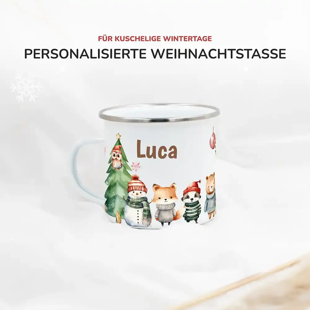 Emaille Tasse personalisiert Weihnachten - Stimmungsvolle Weihnachten