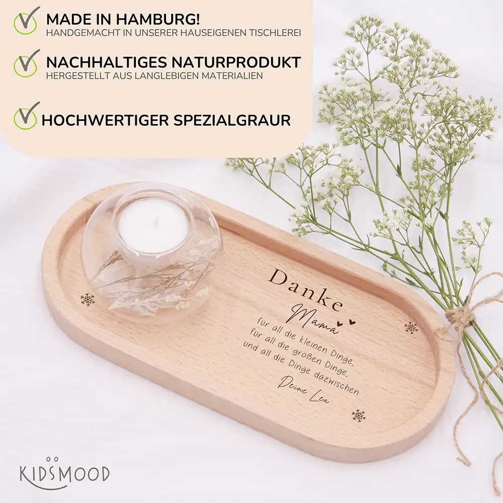 Holz-Serviertablett Mama-Weihnachtsgeschenk - Danke Mama