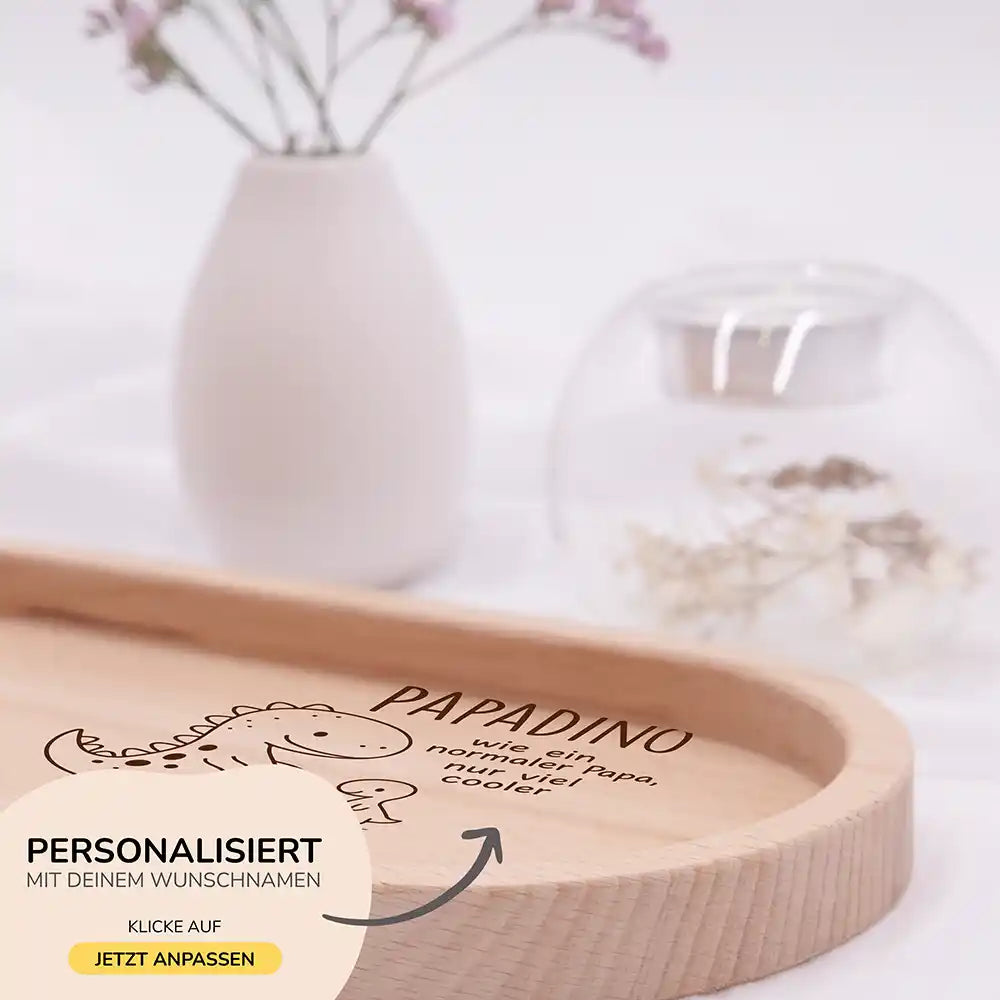 Personalisiertes Holz-Serviertablett "Papadino" 2-3 Personen - Vatertag Geschenk