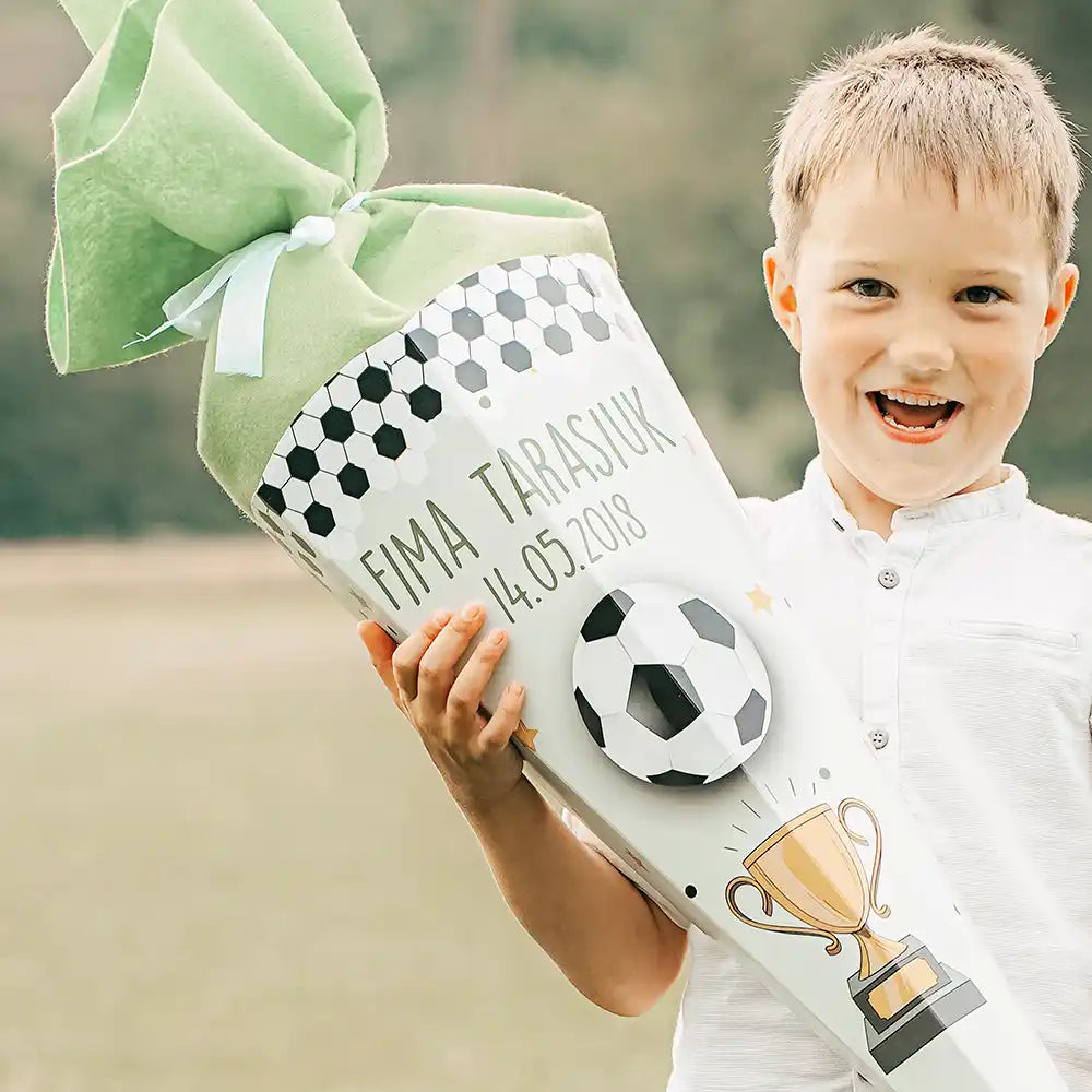 Personalisierte Schultüte mit Namen - Bär Boho Regenbogen