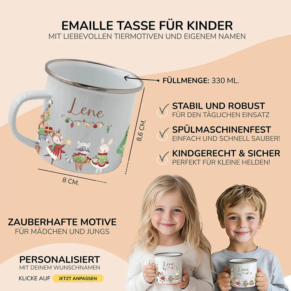 Emaille Tasse personalisiert Weihnachten - Frohe Weihnachten