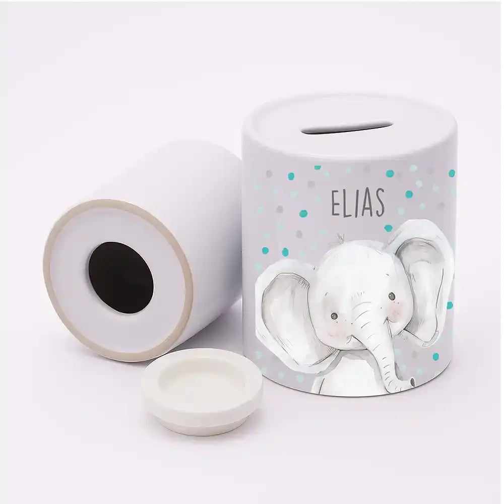 Spardose Kinder aus Keramik - Elefant mit Pünktchen