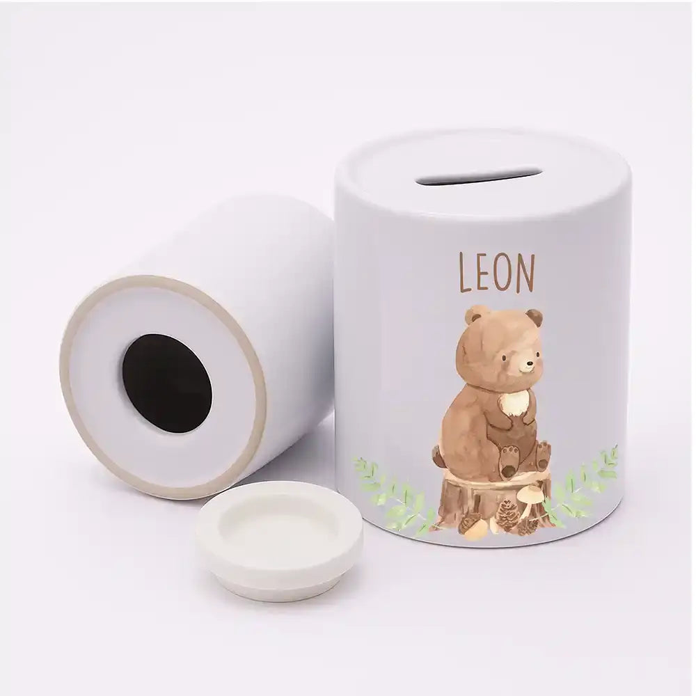 Spardose Kinder aus Keramik - Bär Waldtiere