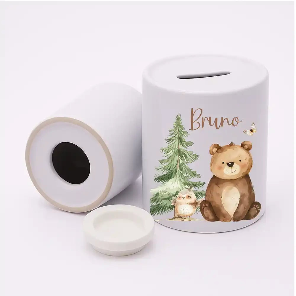 Spardose Kinder aus Keramik - Bär im Wald