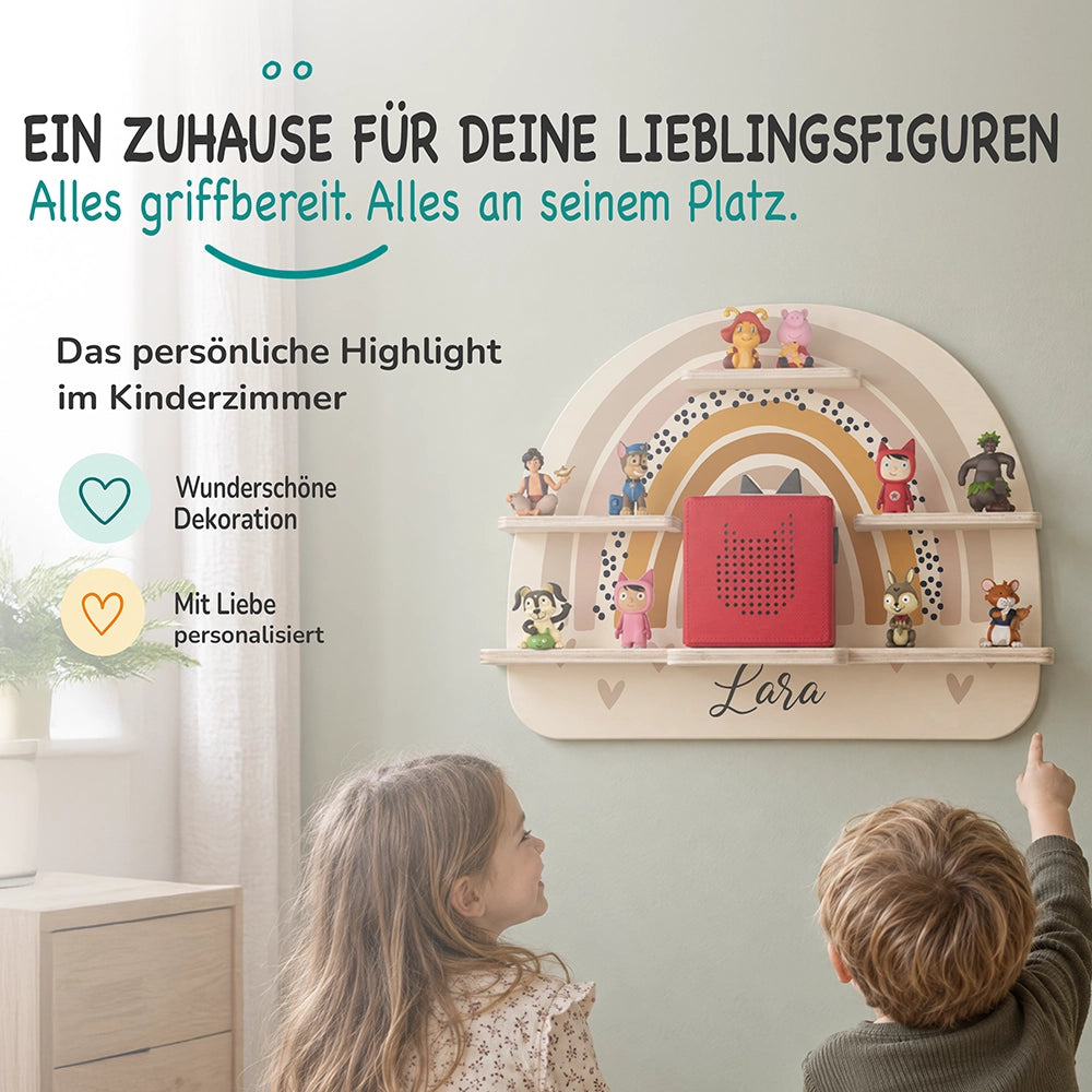 Tonie Regal aus Holz, Toniebox Regal personalisiert Regenbogen 4