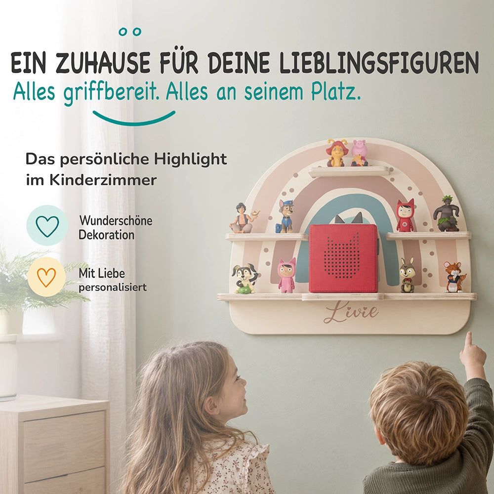 Tonie Regal aus Holz, Toniebox Regal personalisiert Regenbogen 9