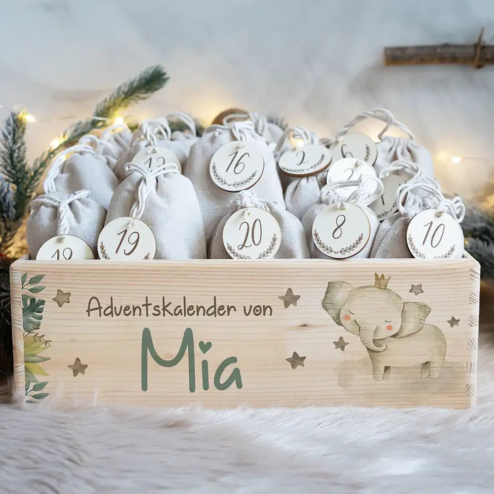 Personalisierte Adventskiste zum Befüllen - Elefant