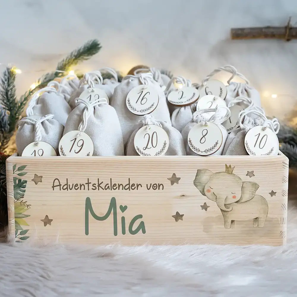 Personalisierte Adventskiste zum Befüllen - Elefant