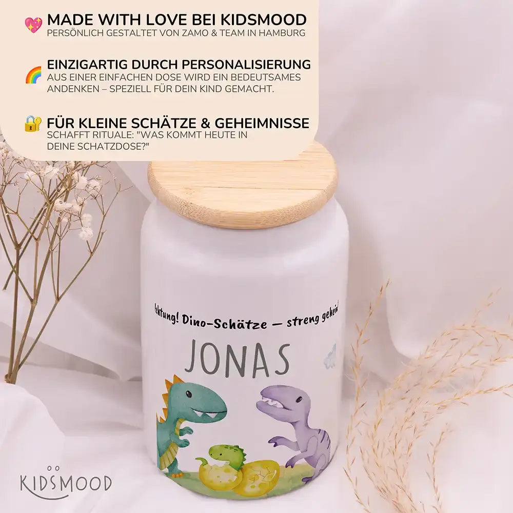 Personalisierbare Keksdose mit Name - Dinos