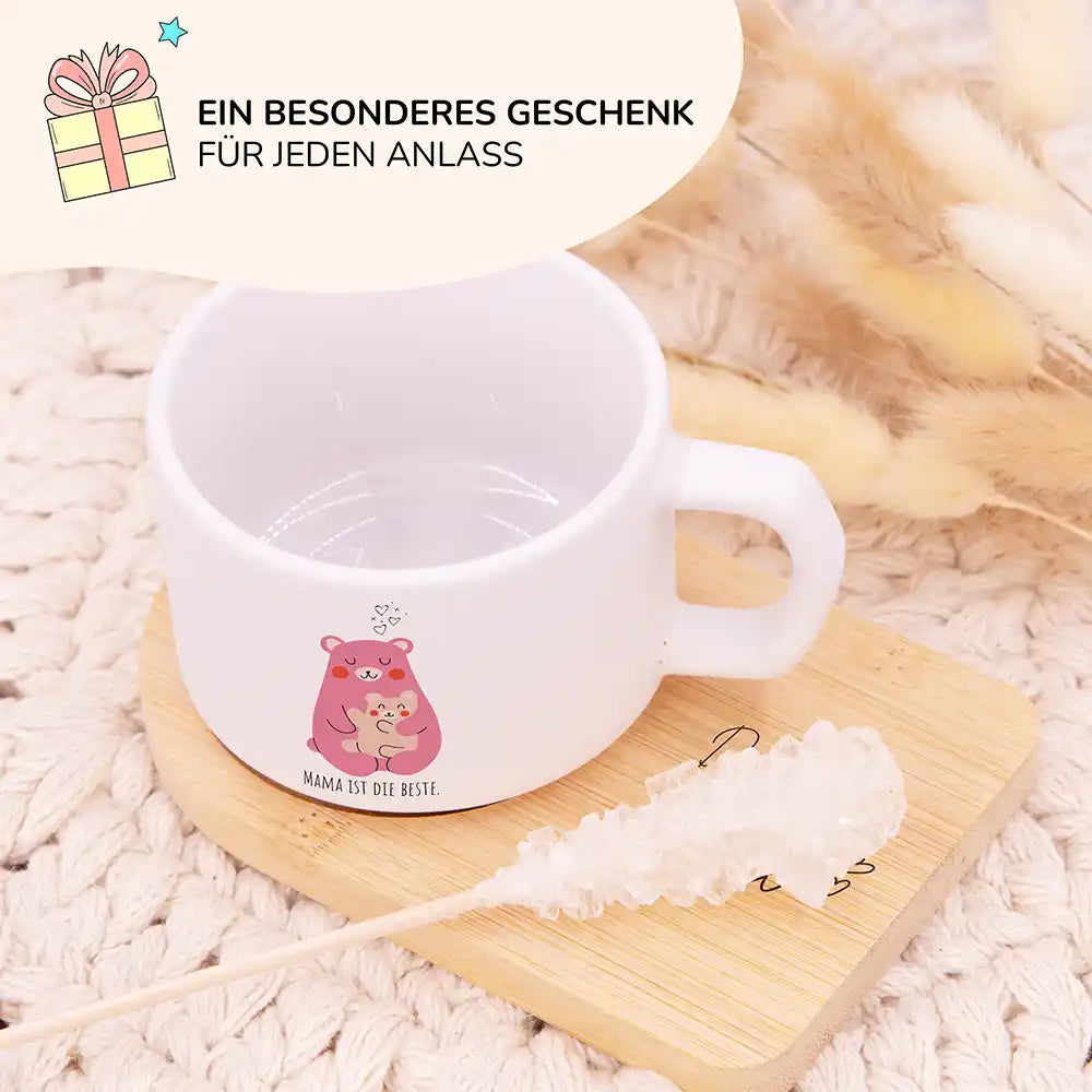 Besonderes Muttertagsgeschenk â personalisierte Keramiktasse BĂ€r Mama & Kind