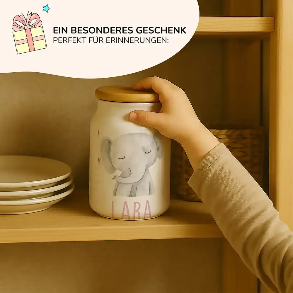Personalisierbare Keksdose mit Name - Elefant