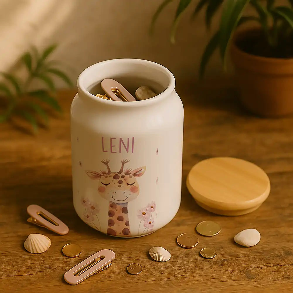 Personalisierbare Keksdose mit Name - Giraffe