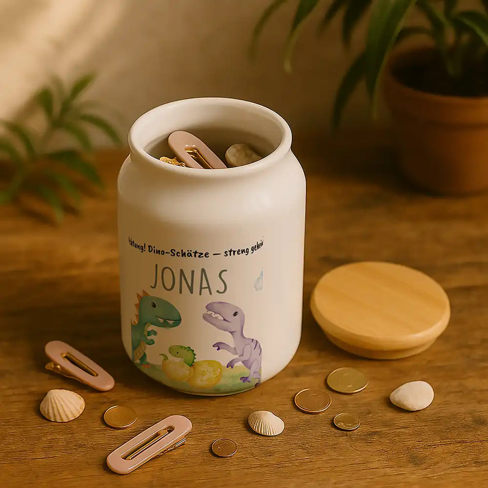 Personalisierbare Keksdose mit Name - Dinos