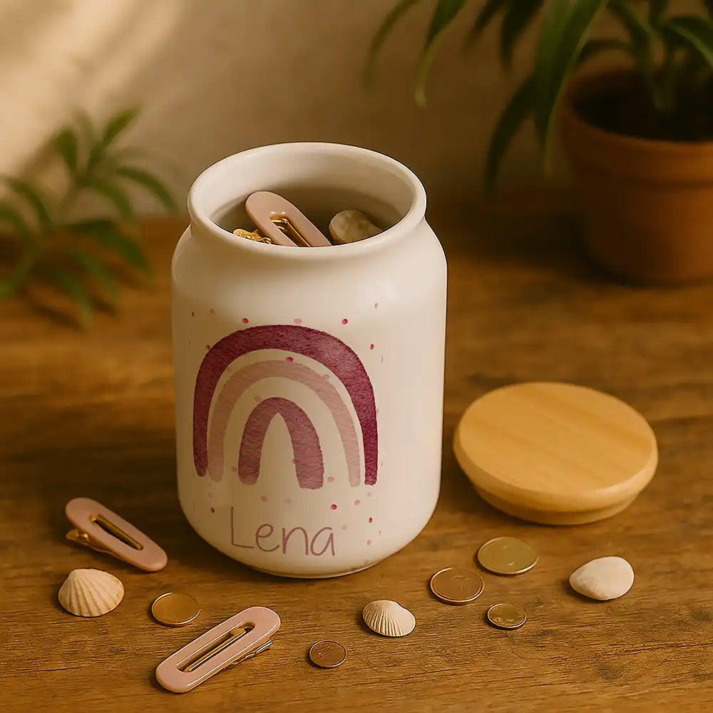 Personalisierbare Keksdose mit Name - - Regenbogen
