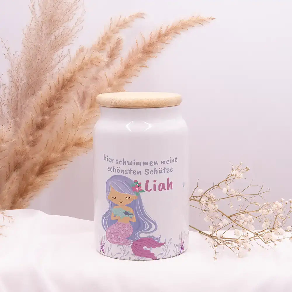 Personalisierbare Keksdose mit Name - Meerjungfrau