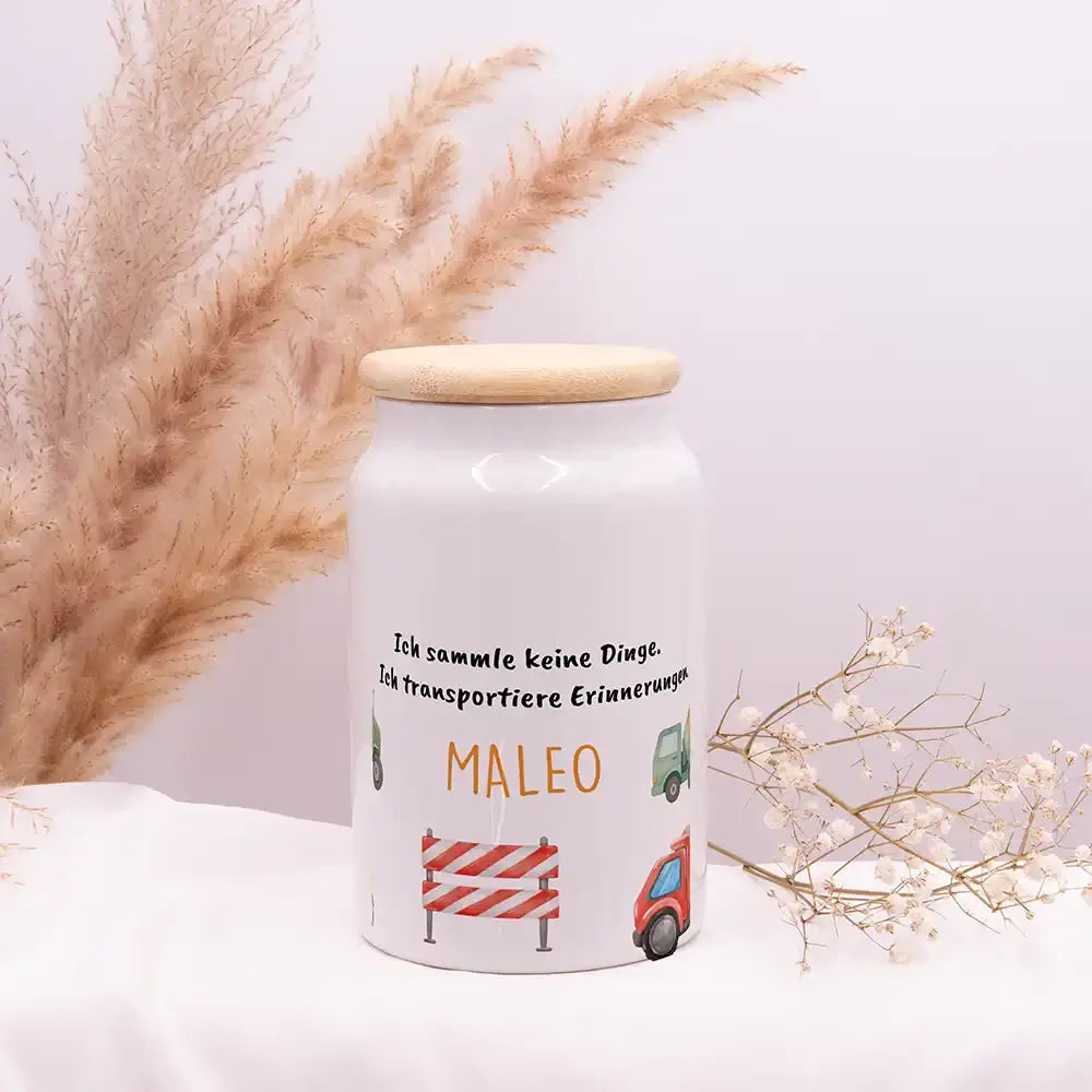 Personalisierbare Keksdose mit Name - Baustelle