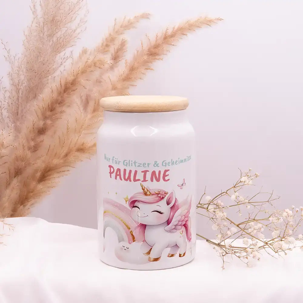 Personalisierbare Keksdose mit Name - Zauberhaftes Einhoen