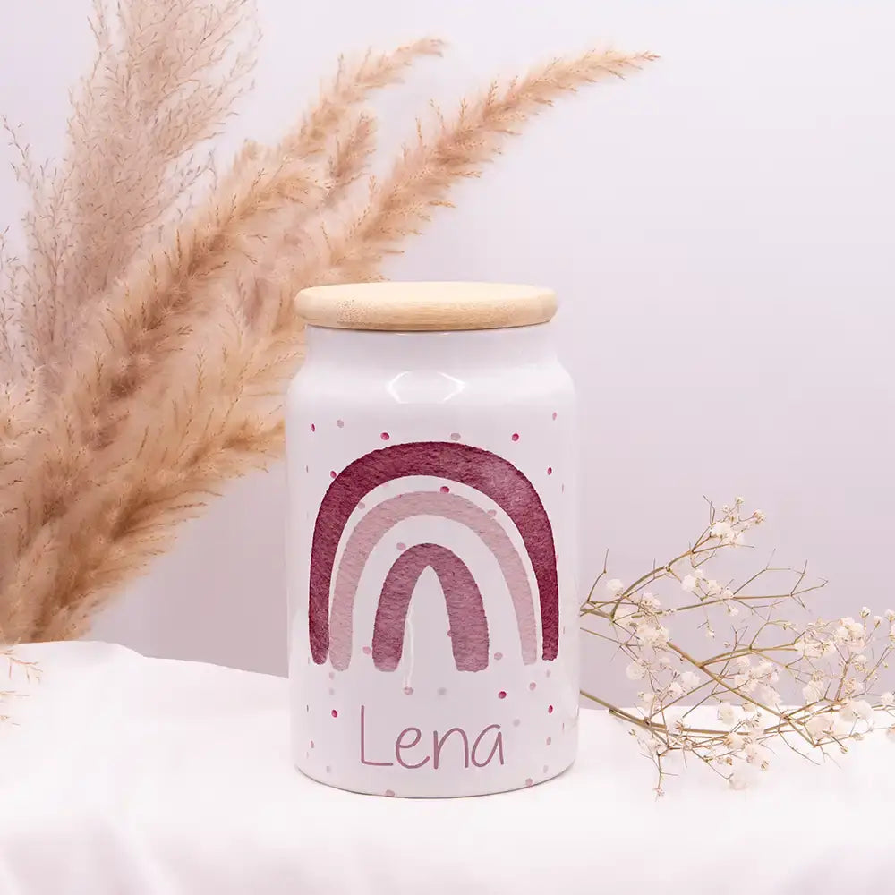 Personalisierbare Keksdose mit Name - - Regenbogen