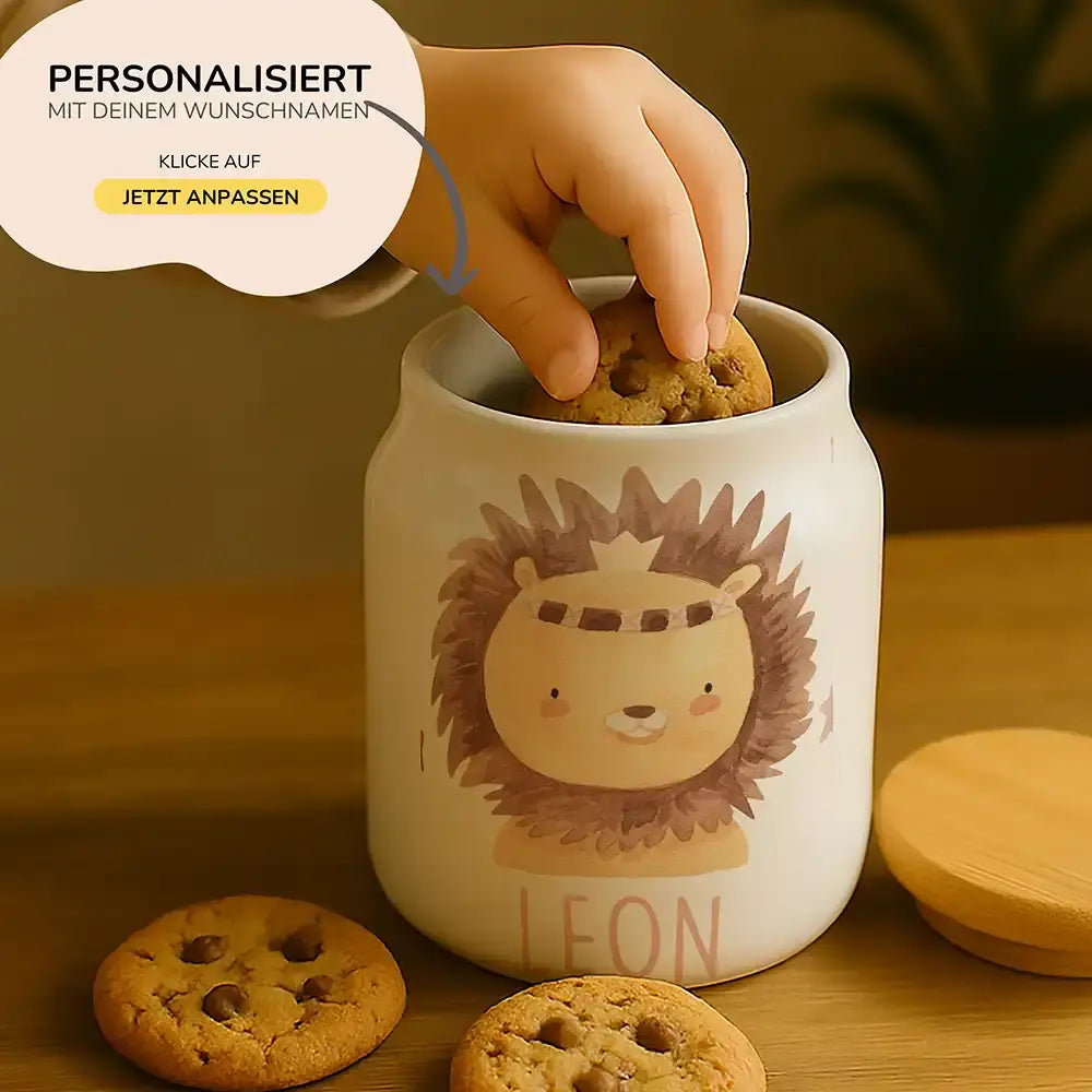 Personalisierbare Keksdose mit Name - Löwe