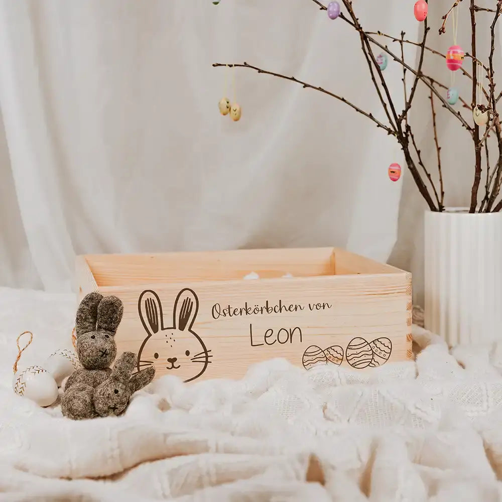 Osterkiste Holz personalisiert - Knopfnase