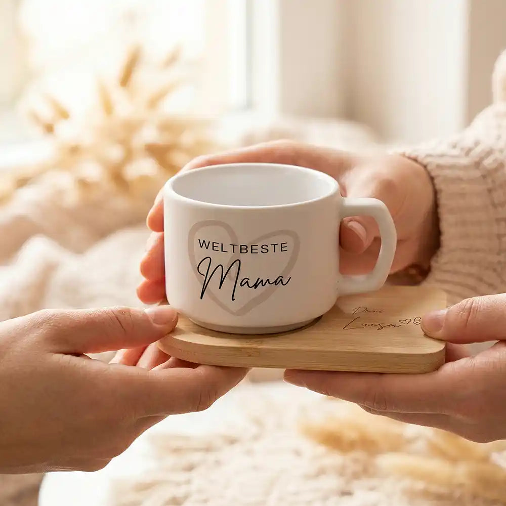 Kaffeetasse personalisiert Muttertag Weltbeste Mama Herz – made in Hamburg