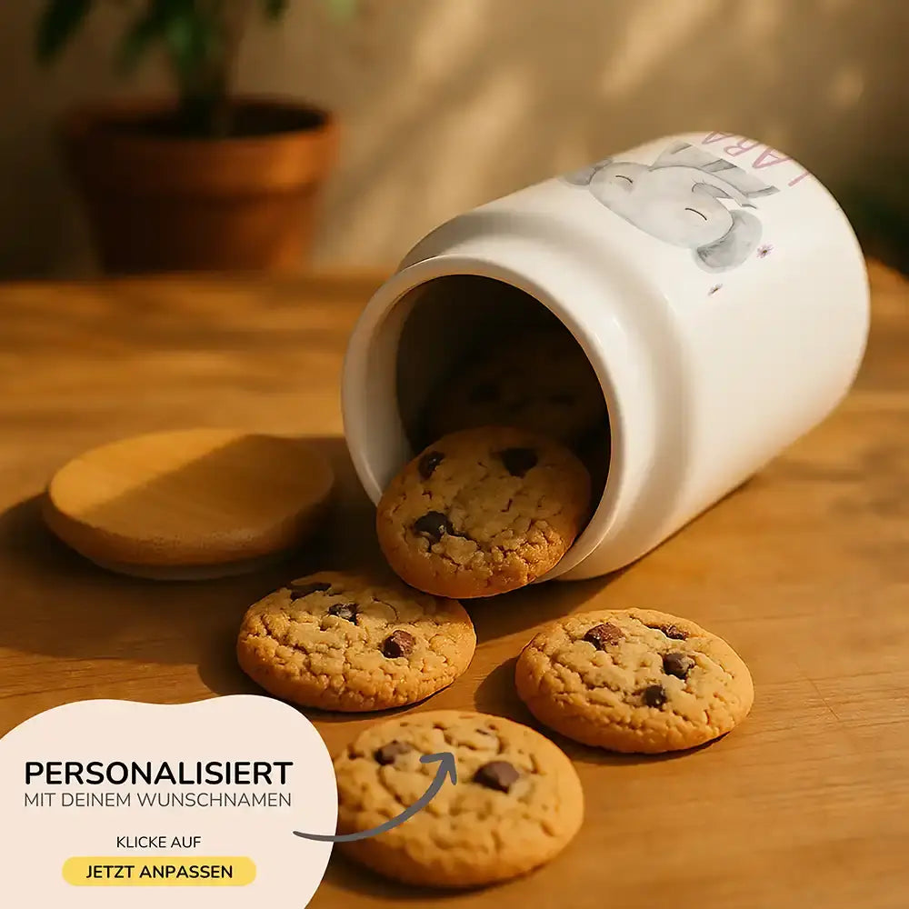 Personalisierbare Keksdose mit Name - Elefant