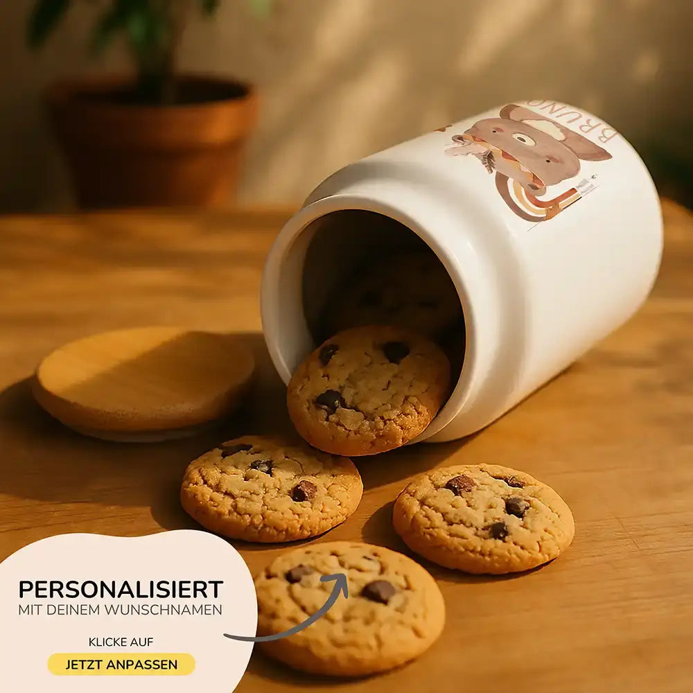 Personalisierbare Keksdose mit Name - Boho Bär
