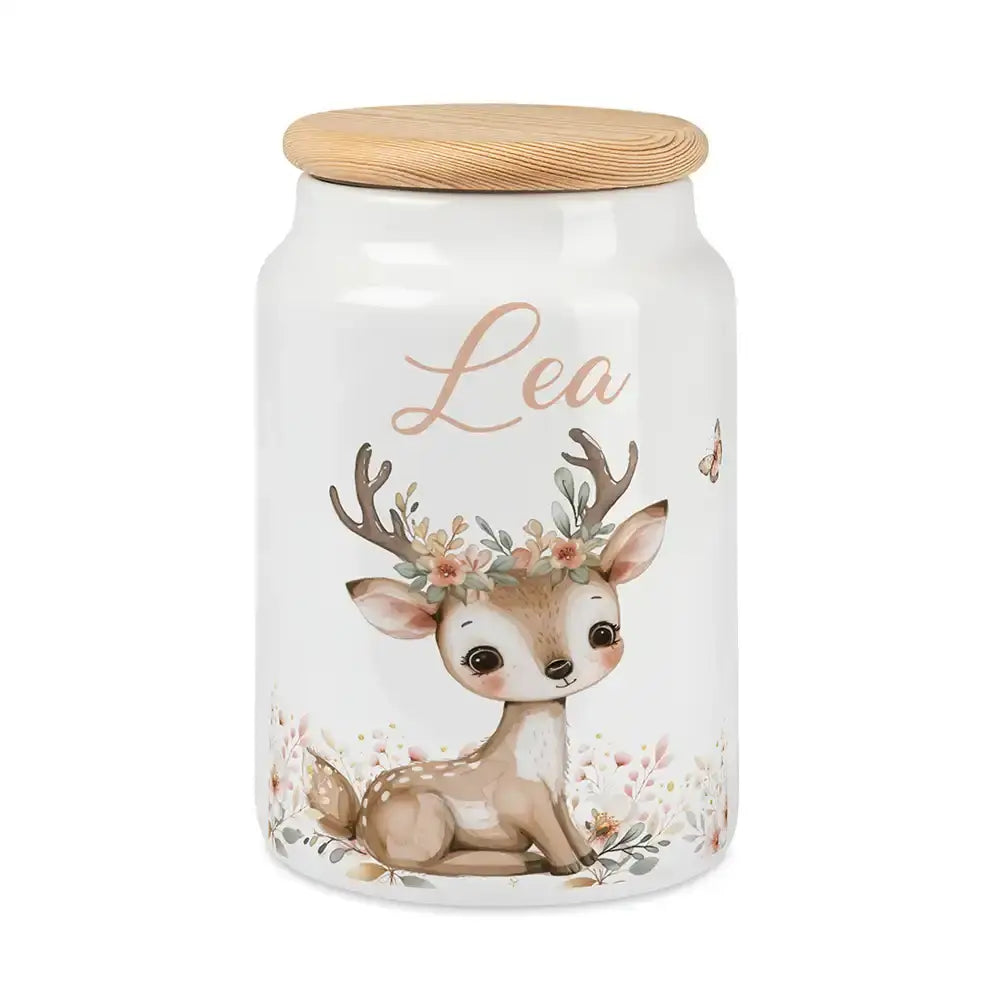 Personalisierbare Keksdose mit Name - Baby Hirsch
