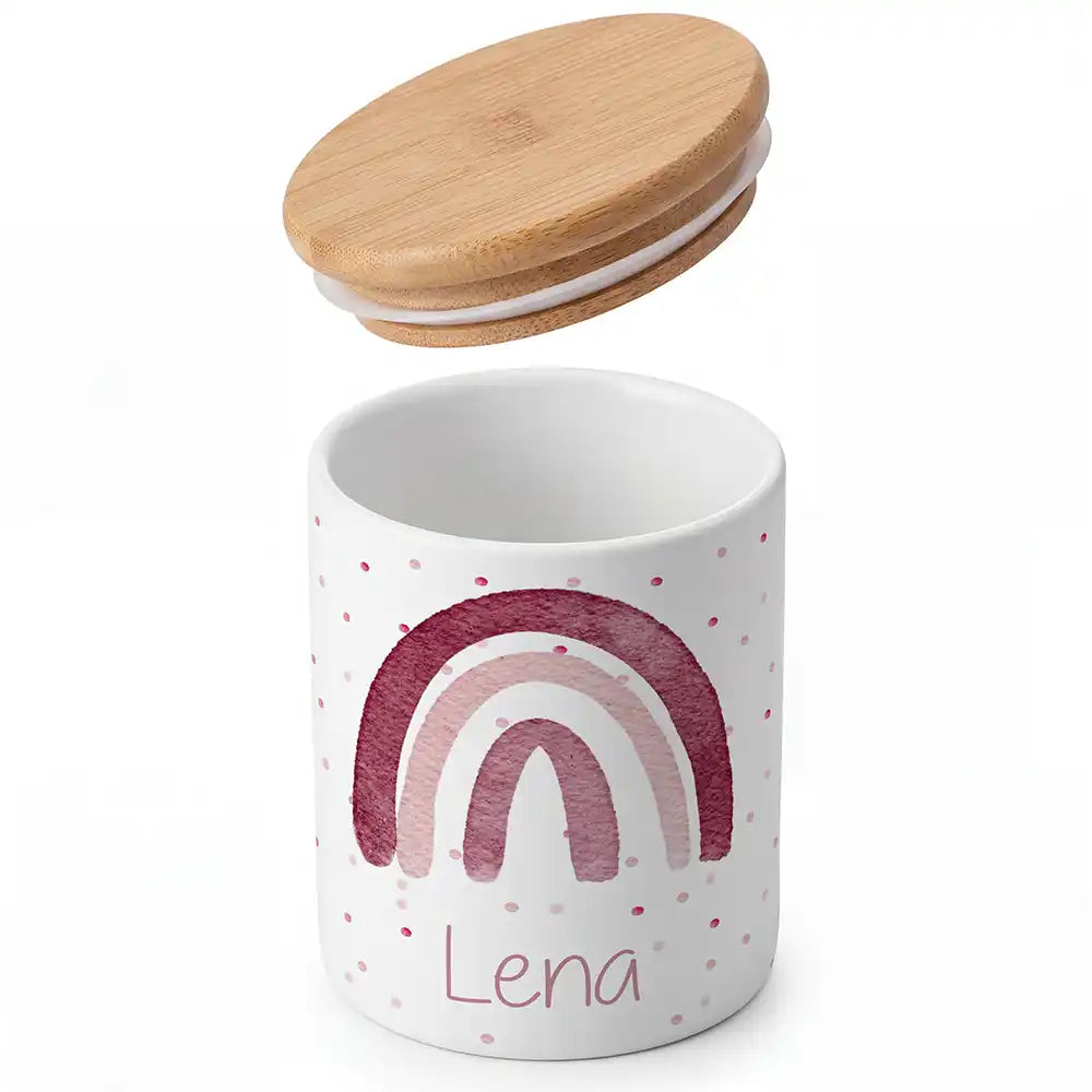 Personalisierte Keksdose Regenbogen Rosa - Detailansicht Motiv