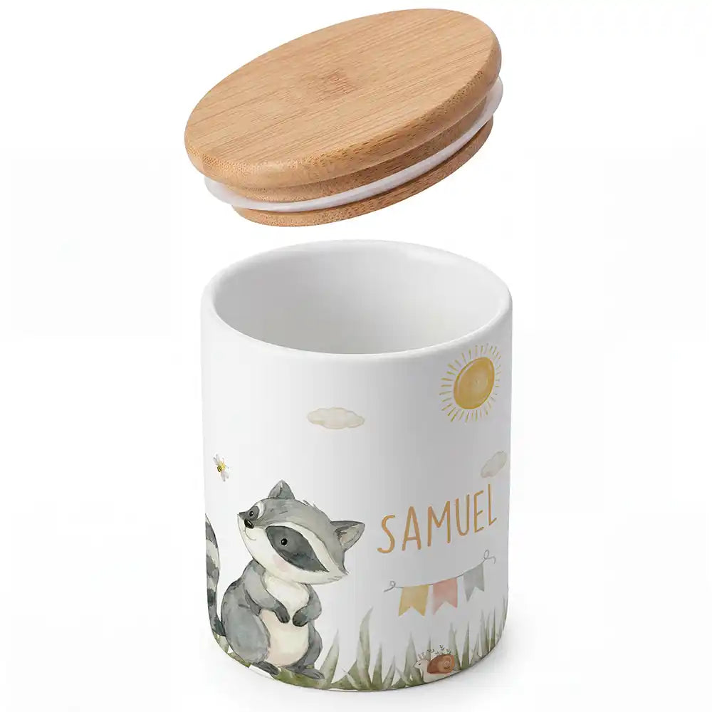 Personalisierte Keksdose Waschbär Sommer - Detailansicht Motiv