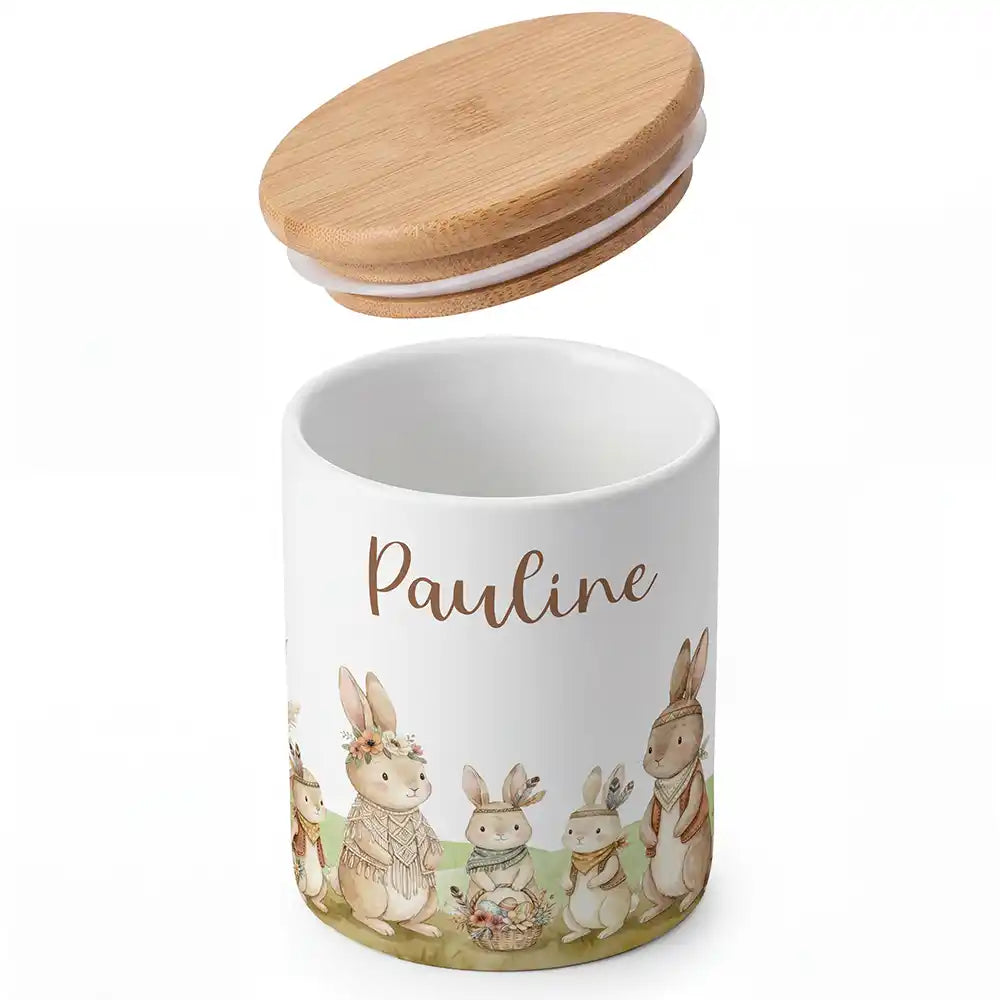 Personalisierte Keksdose Boho-Hasen - Detailansicht Motiv