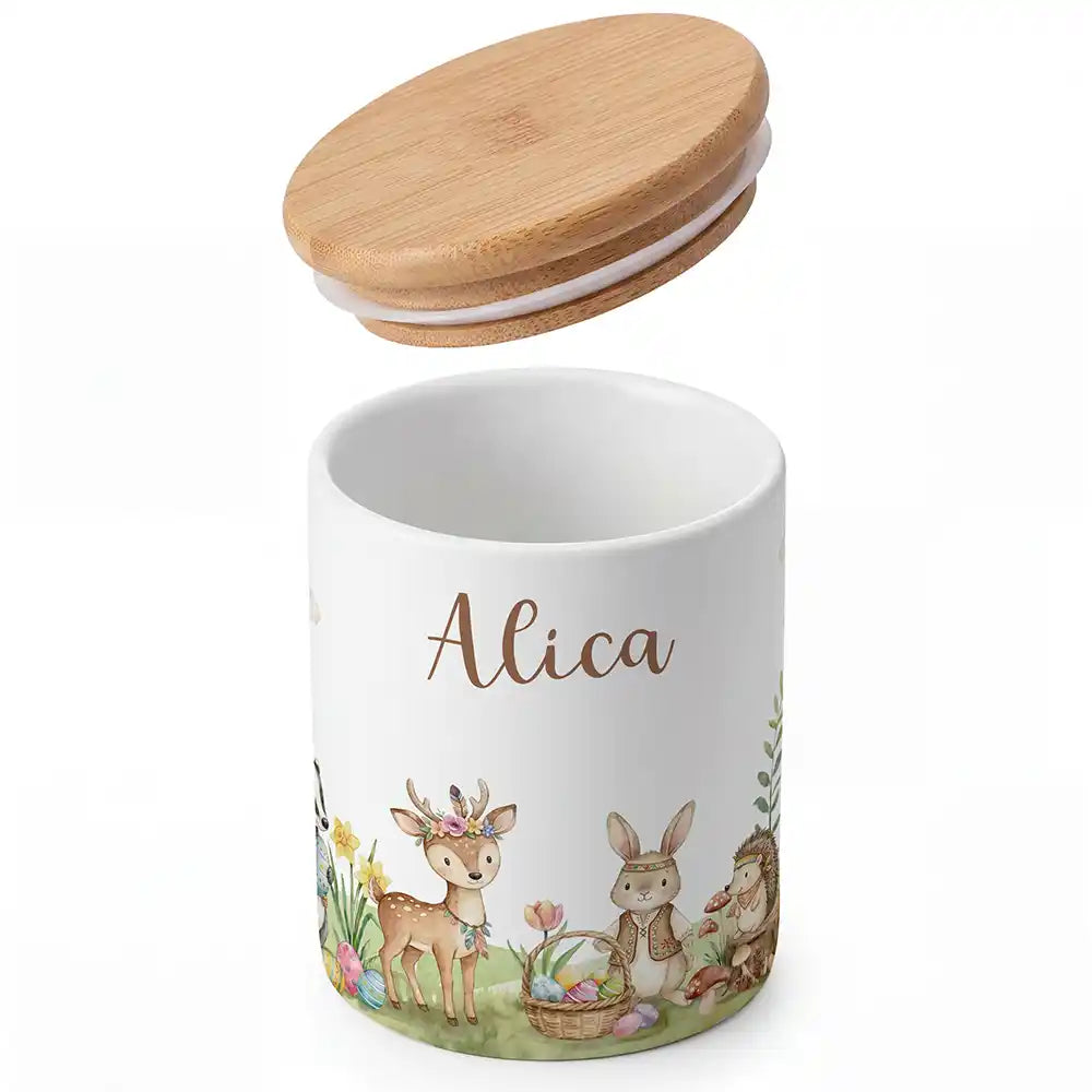 Personalisierte Keksdose Ostern Waldtiere-Treff - Detailansicht Motiv