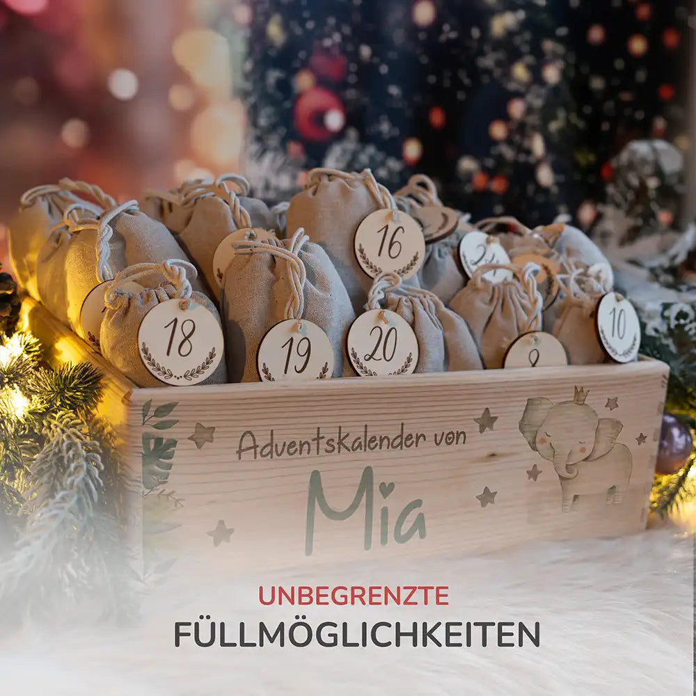 Personalisierte Adventskiste zum Befüllen - Elefant