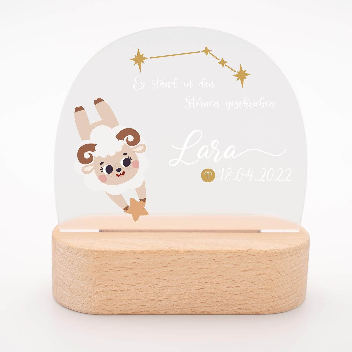 Personalisierte Sternzeichen Lampe für Kinder - Widder - Sternbild, Widder
