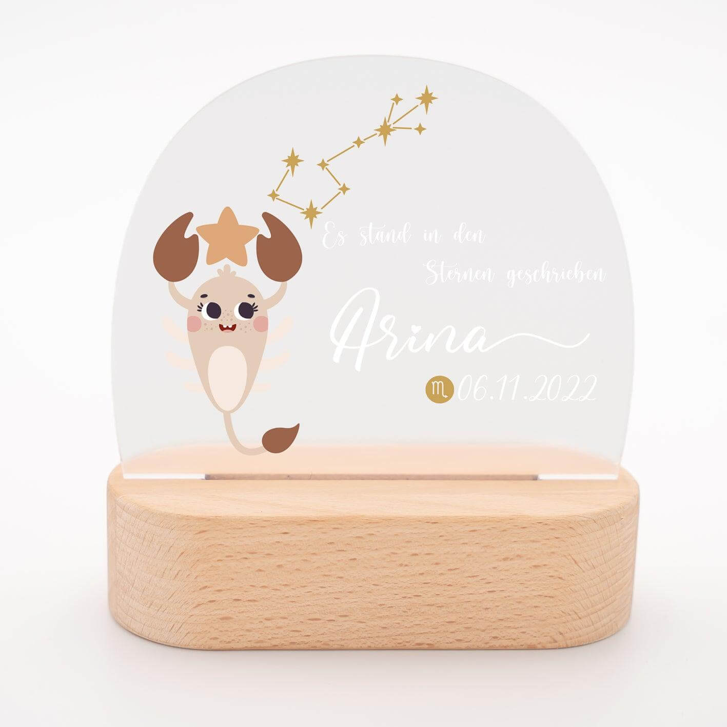 Personalisierte Sternzeichen Lampe für Kinder - Skorpion - Sternbild, Skorpion