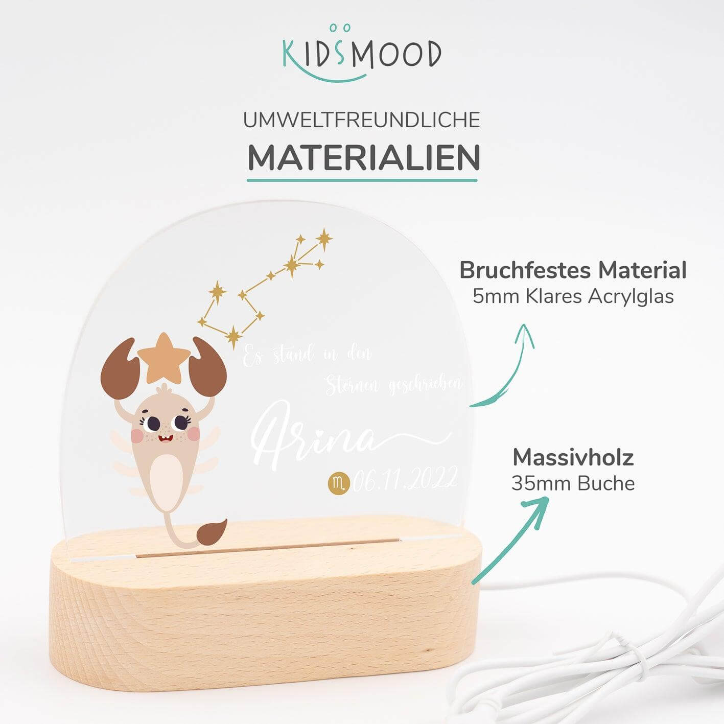 Personalisierte Sternzeichen Lampe für Kinder - Skorpion - Sternbild, Skorpion