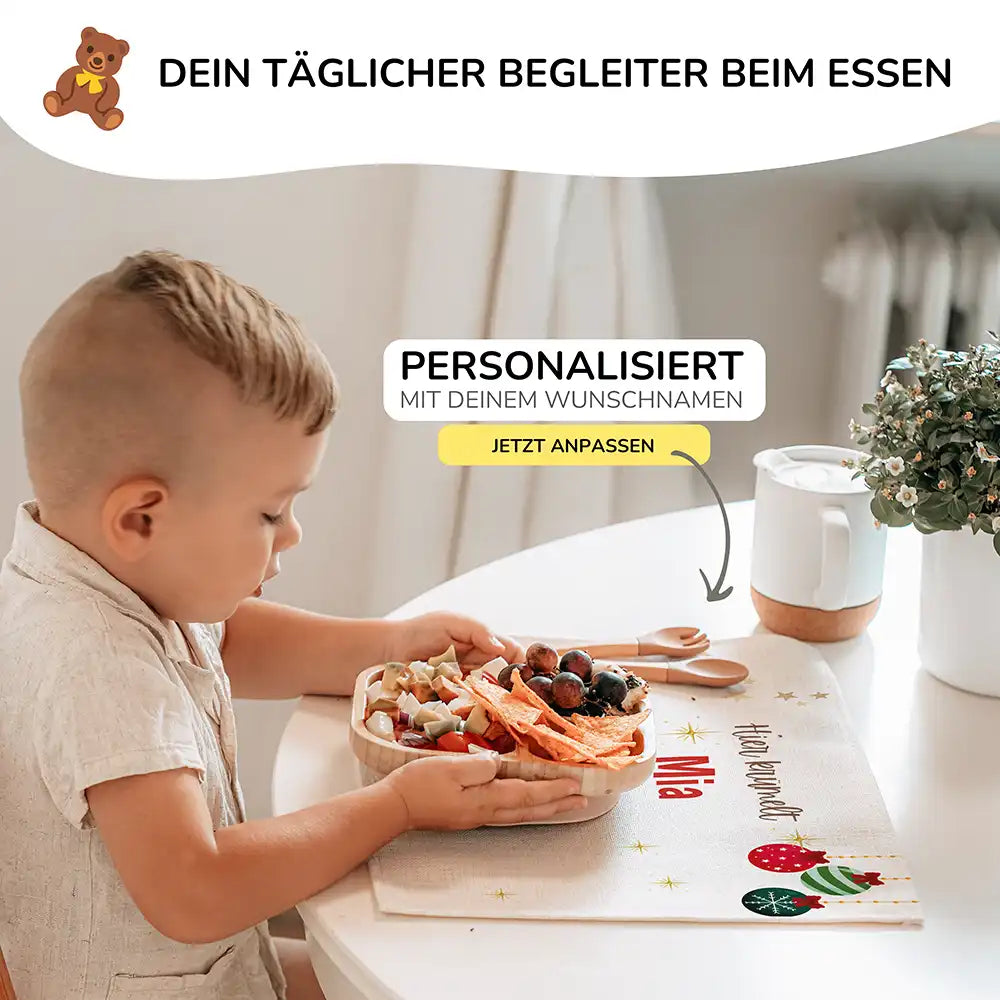 Tischset Kinder personalisiert Weihnachtsmotiv - Reh
