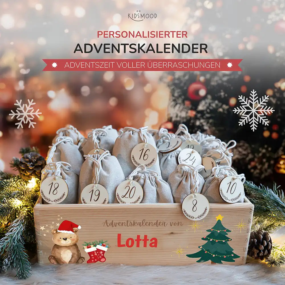 Personalisierte Adventskiste zum Befüllen - Weihnachtsbär