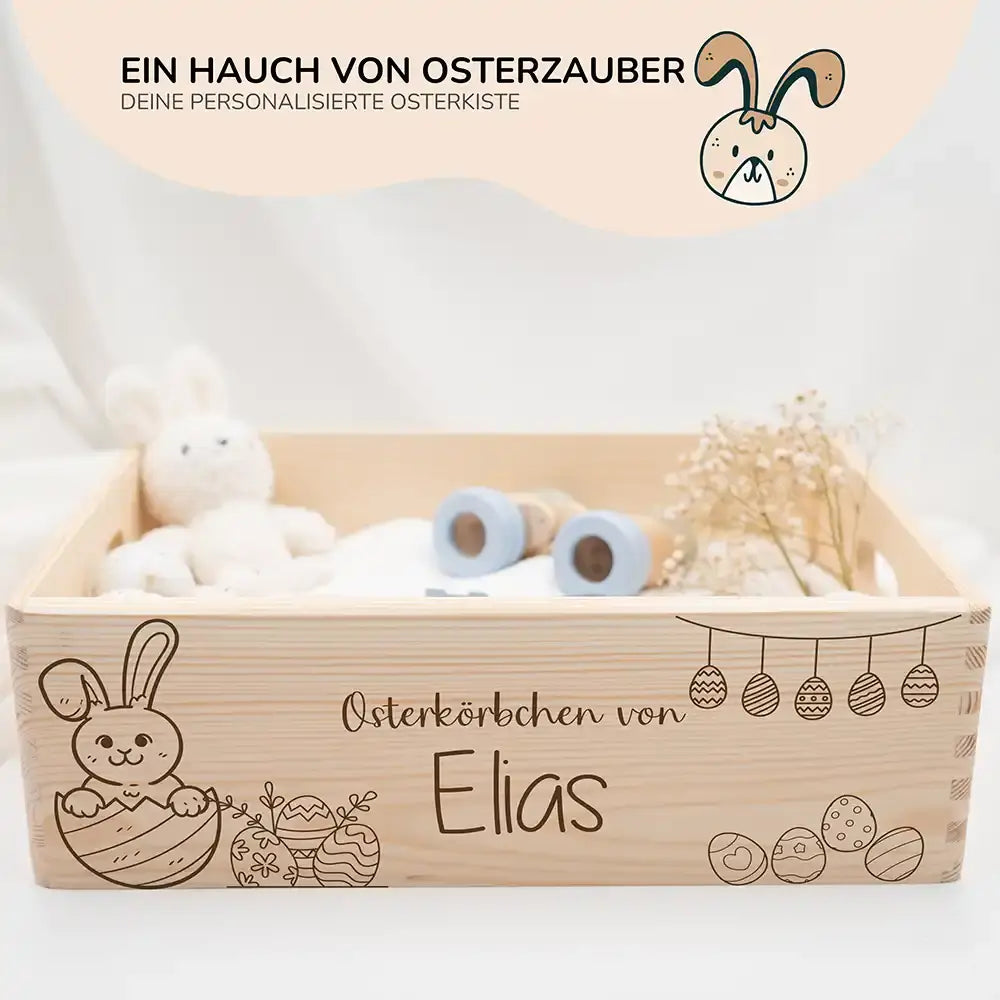 Osterkiste Holz personalisiert - Oster-Ei-Versteck