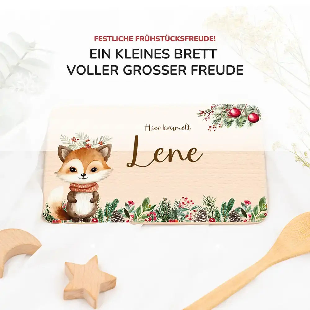 Weihnachts-Set Frühstücksbrettchen + Emaille Tasse - Baby Fuchs