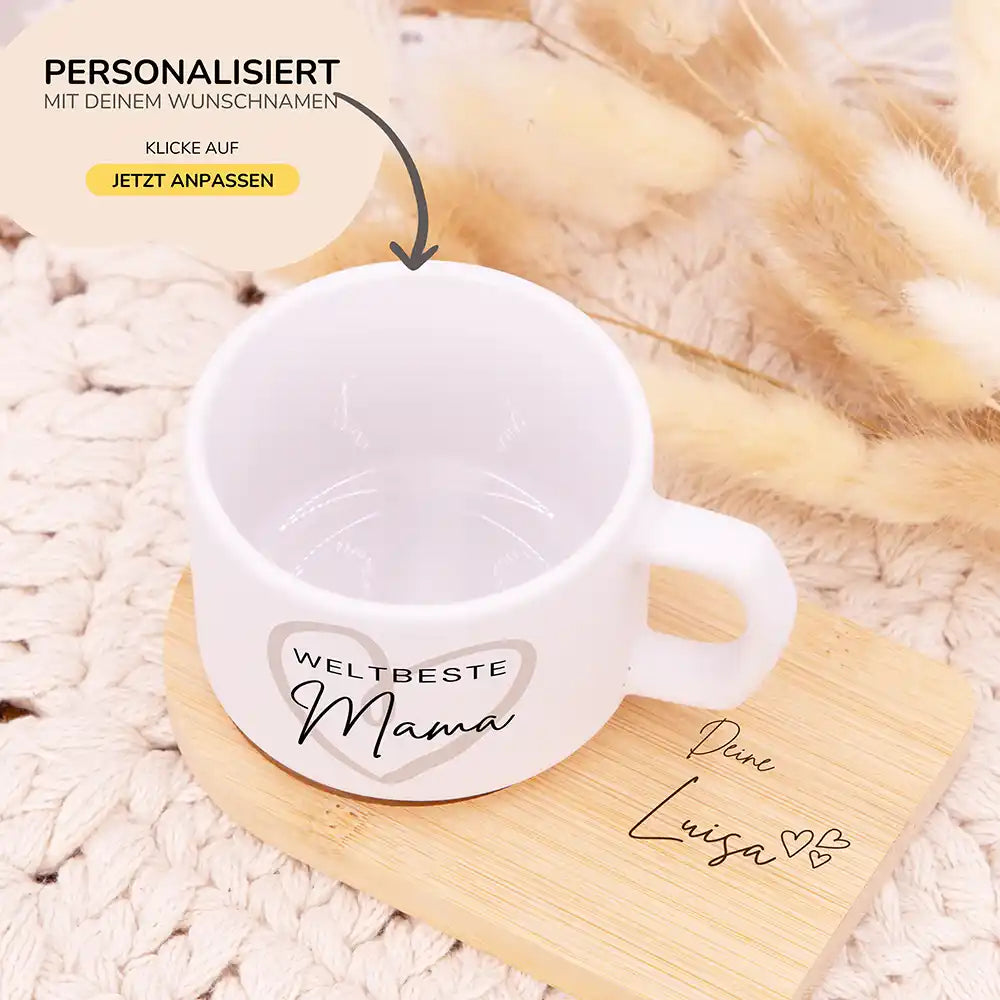 Personalisierte Tasse Muttertag Weltbeste Mama Herz – Motiv Detail Keramik