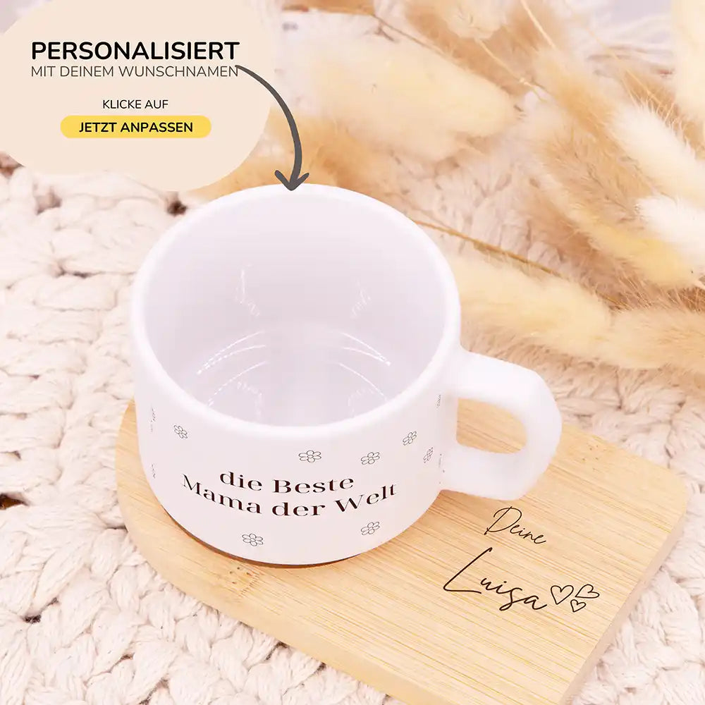 Personalisierte Tasse Muttertag Beste Mama Blümchen – Motiv Detail Keramik