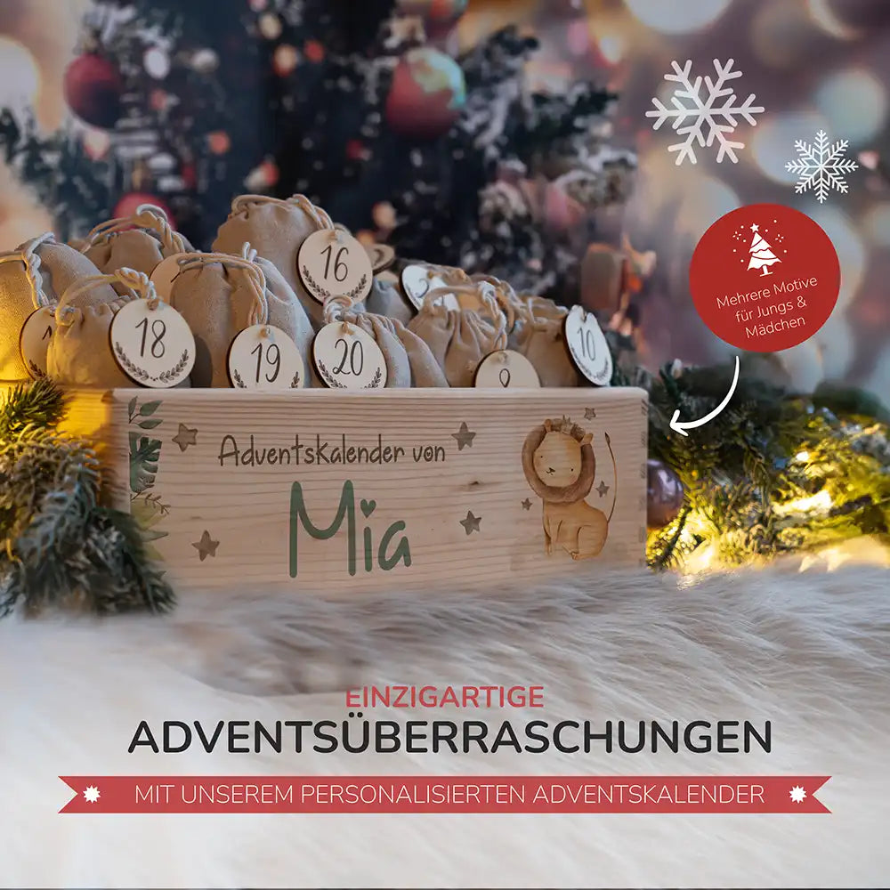 Personalisierte Adventskiste zum Befüllen - Löwe