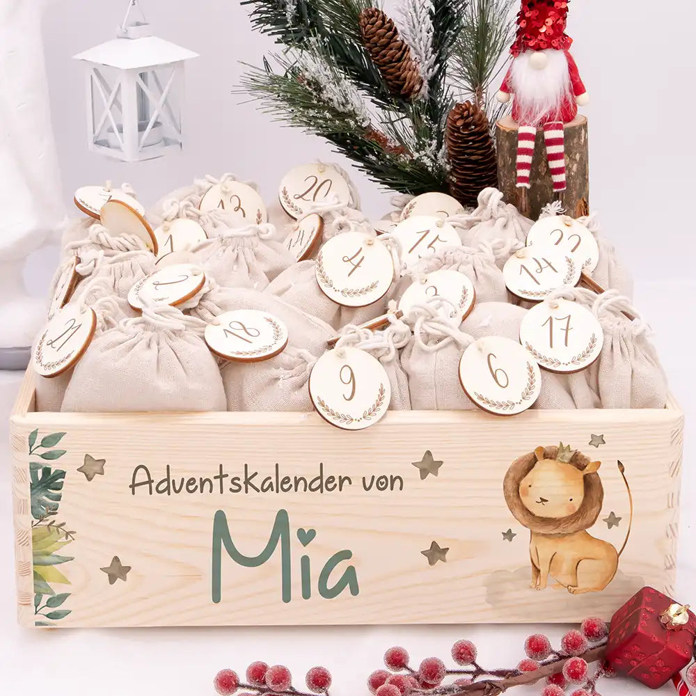 Personalisierte Adventskiste zum Befüllen - Löwe