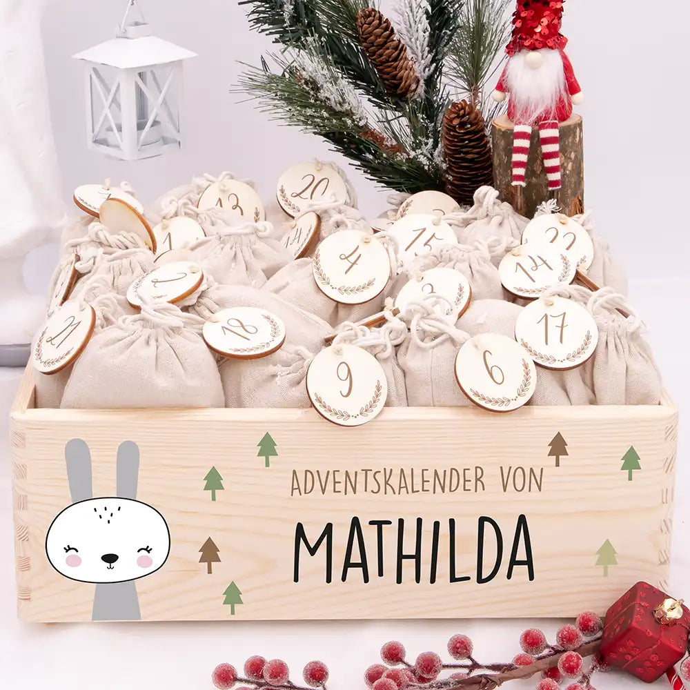 Personalisierte Adventskiste zum Befüllen - Winterhase