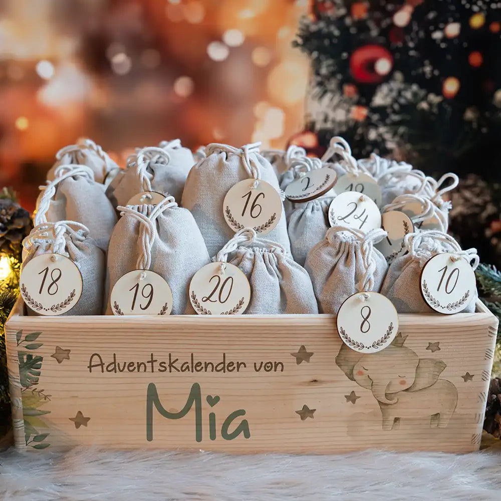 Personalisierte Adventskiste zum Befüllen - Elefant