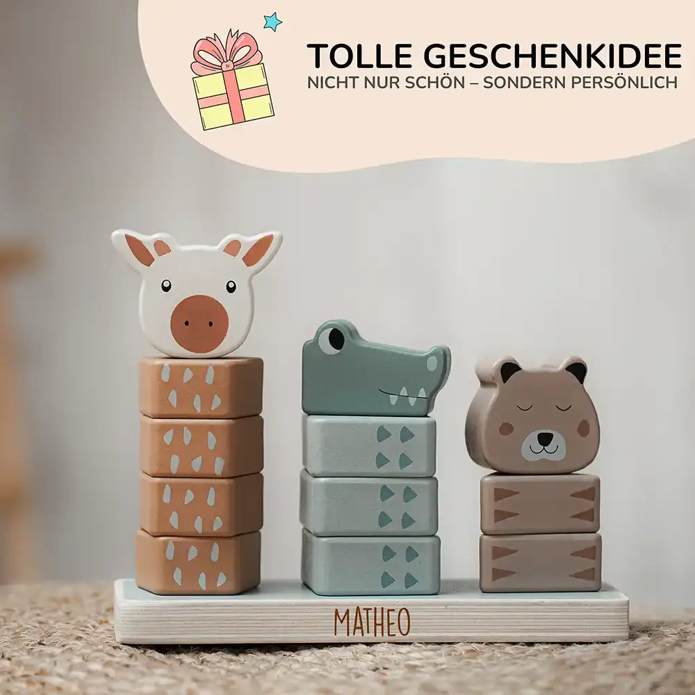Holzstapelturm personalisiert mit Namen