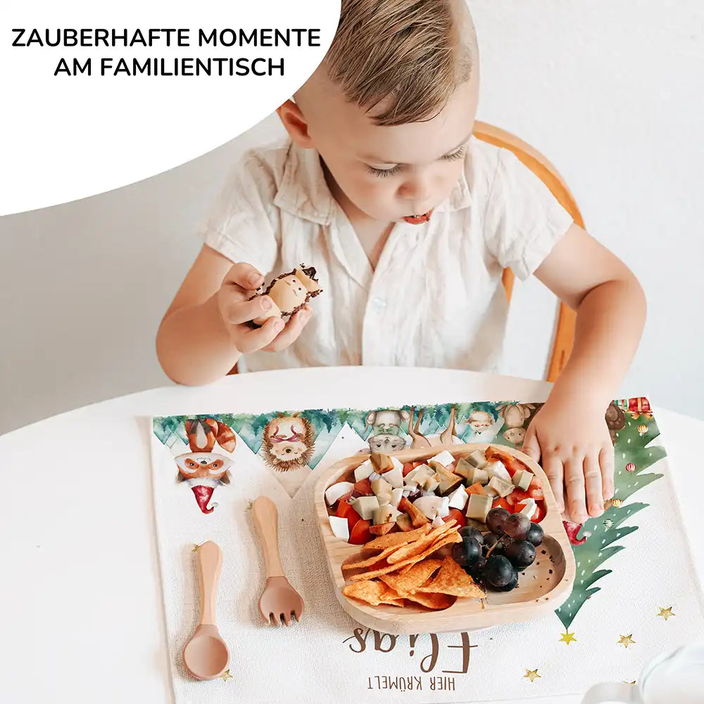 Tischset Kinder personalisiert Weihnachtsmotiv - Tierchen-Abenteuerland