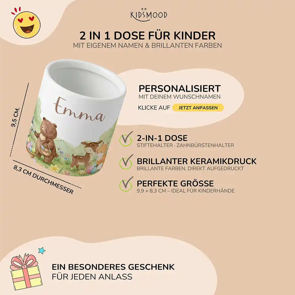 Personalisierter Stiftehalter Ostern BĂ€renfamilie - liebevolle Geschenkidee fĂŒrs Kinderzimmer