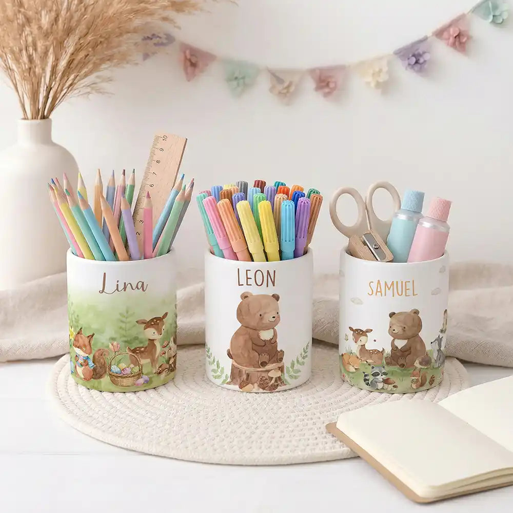 Stiftehalter BĂ€r Wald - Schreibtisch-Organizer Keramik